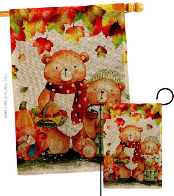 Autumn Bears - Harvest & Autumn Fall Vertical Impressions Decorative Flags HG137587 Made In USA - Image 16