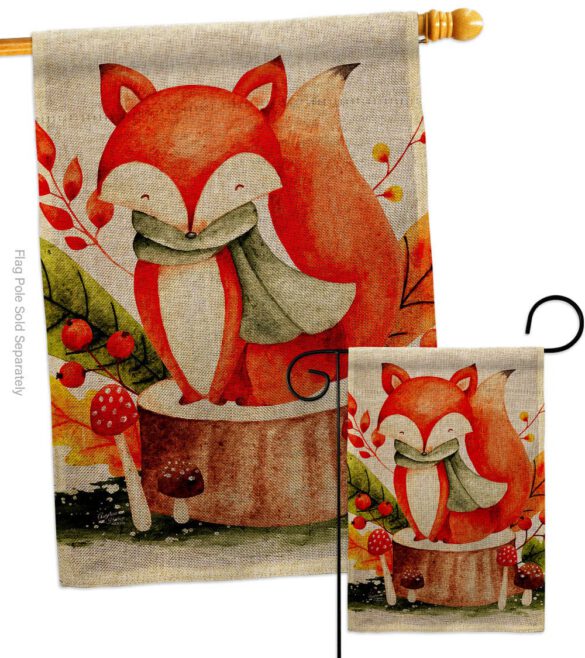 Autumn Fox - Harvest & Autumn Fall Vertical Impressions Decorative Flags HG137595 Made In USA - Image 16