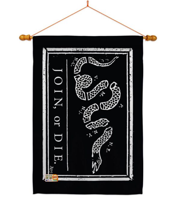 Black Join Or Die - Historic Americana Vertical Impressions Decorative Flags HG140725 Made In USA - Image 10