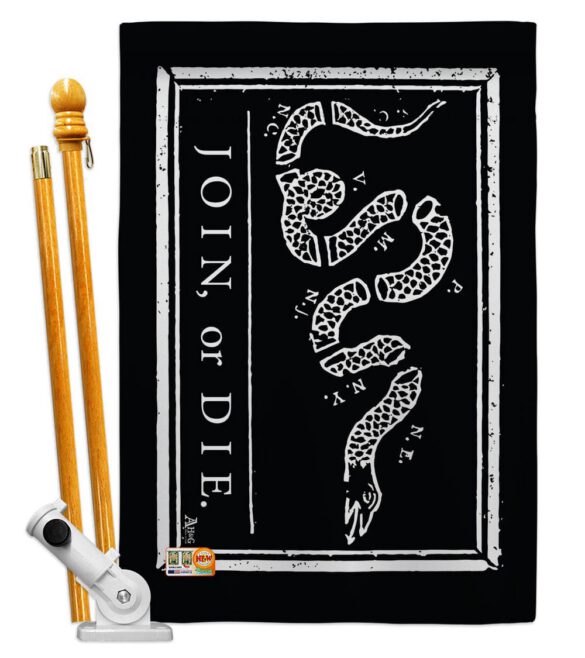 Black Join Or Die - Historic Americana Vertical Impressions Decorative Flags HG140725 Made In USA - Image 8