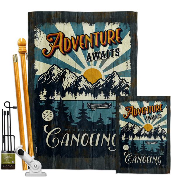 Awaits Canoeing - Hobbies Interests Vertical Impressions Decorative Flags HG109083 Made In USA - Image 7
