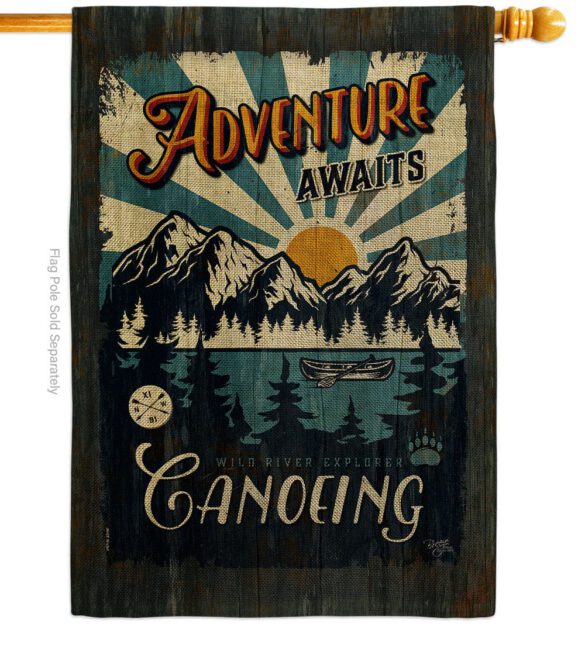 Awaits Canoeing - Hobbies Interests Vertical Impressions Decorative Flags HG109083 Made In USA - Image 13