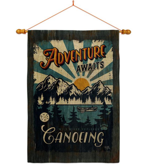Awaits Canoeing - Hobbies Interests Vertical Impressions Decorative Flags HG109083 Made In USA - Image 21