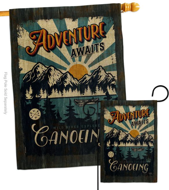 Awaits Canoeing - Hobbies Interests Vertical Impressions Decorative Flags HG109083 Made In USA - Image 14