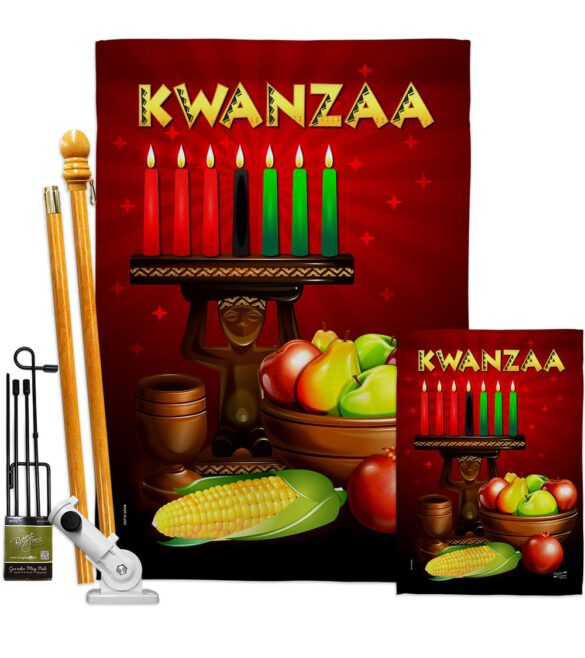 Greeting Kwanzaa - Kwanzaa Winter Vertical Impressions Decorative Flags HG137338 Made In USA - Image 6