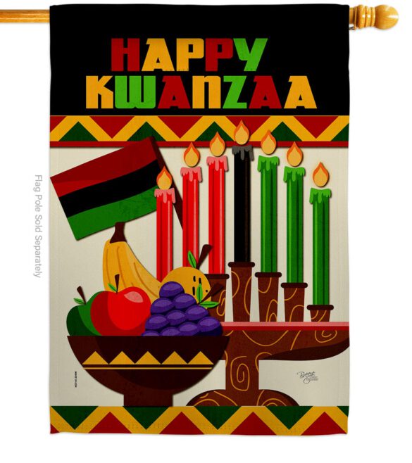 Happy Kwanzaa African - Kwanzaa Winter Vertical Impressions Decorative Flags HG114236 Made In USA - Image 2