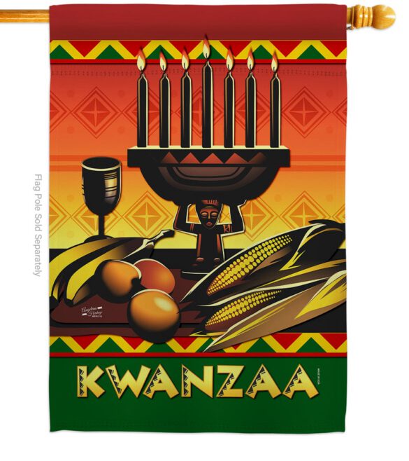 Celebrate Kwanzaa - Kwanzaa Winter Vertical Impressions Decorative Flags HG137336 Made In USA - Image 2
