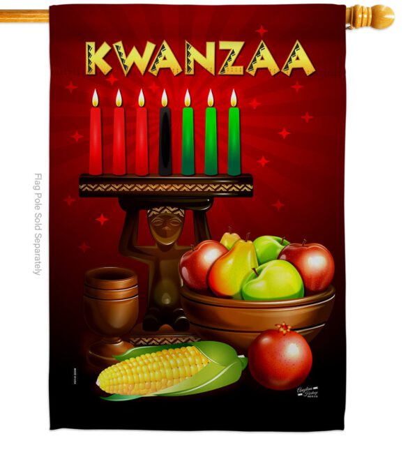 Greeting Kwanzaa - Kwanzaa Winter Vertical Impressions Decorative Flags HG137338 Made In USA - Image 2
