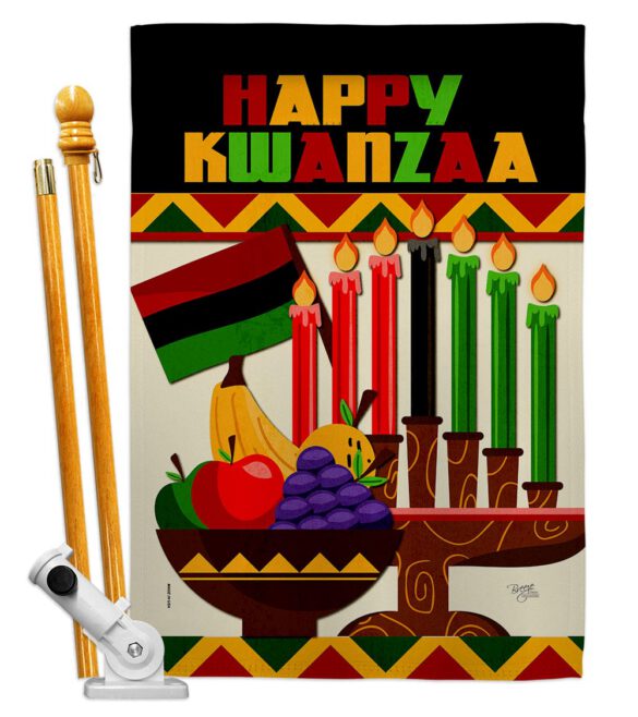 Happy Kwanzaa African - Kwanzaa Winter Vertical Impressions Decorative Flags HG114236 Made In USA - Image 5