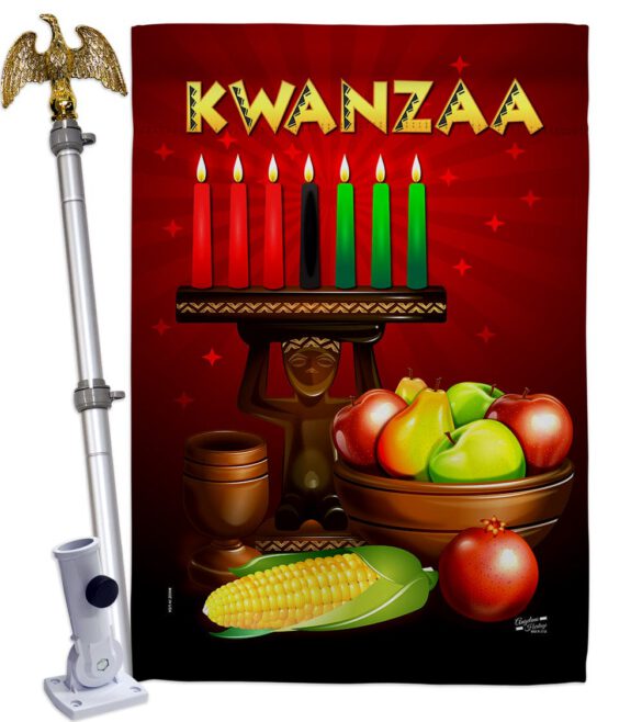 Greeting Kwanzaa - Kwanzaa Winter Vertical Impressions Decorative Flags HG137338 Made In USA - Image 9