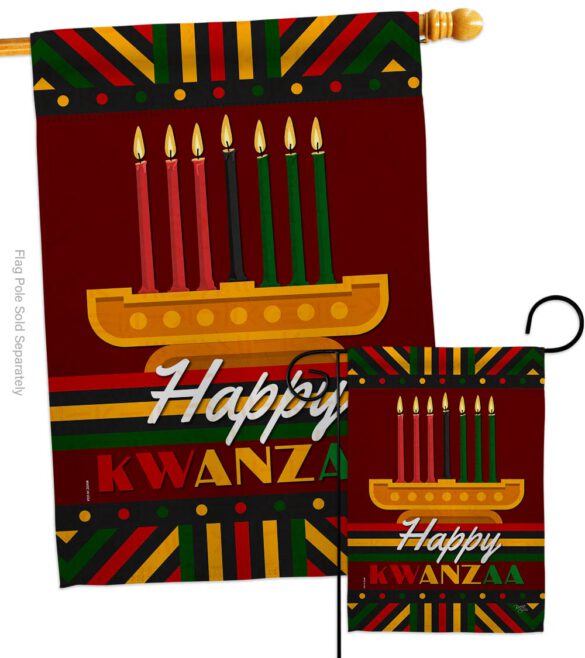 Happy Kwanzaa - Kwanzaa Winter Vertical Impressions Decorative Flags HG114233 Made In USA - Image 3