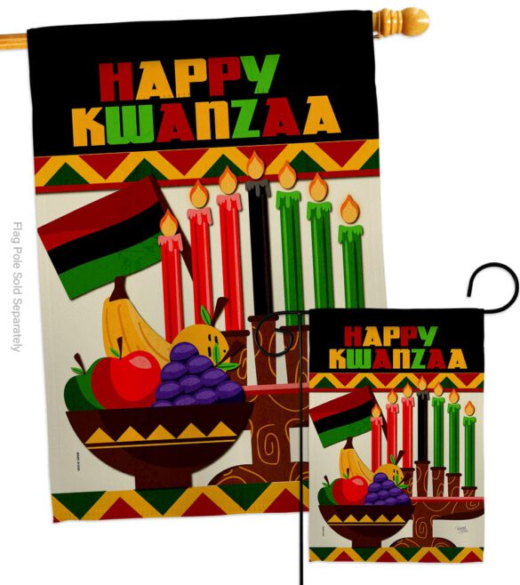 Happy Kwanzaa African - Kwanzaa Winter Vertical Impressions Decorative Flags HG114236 Made In USA - Image 3