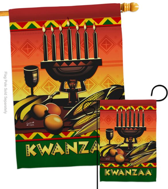 Celebrate Kwanzaa - Kwanzaa Winter Vertical Impressions Decorative Flags HG137336 Made In USA - Image 3
