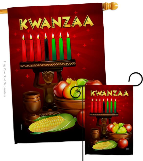 Greeting Kwanzaa - Kwanzaa Winter Vertical Impressions Decorative Flags HG137338 Made In USA - Image 3