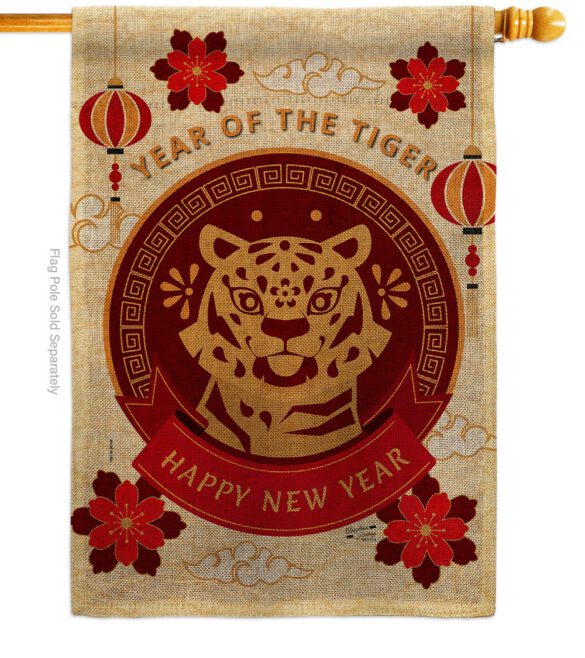 Happy Tiger Year - New Year Spring Vertical Impressions Decorative Flags HG130318 Made In USA - Image 23