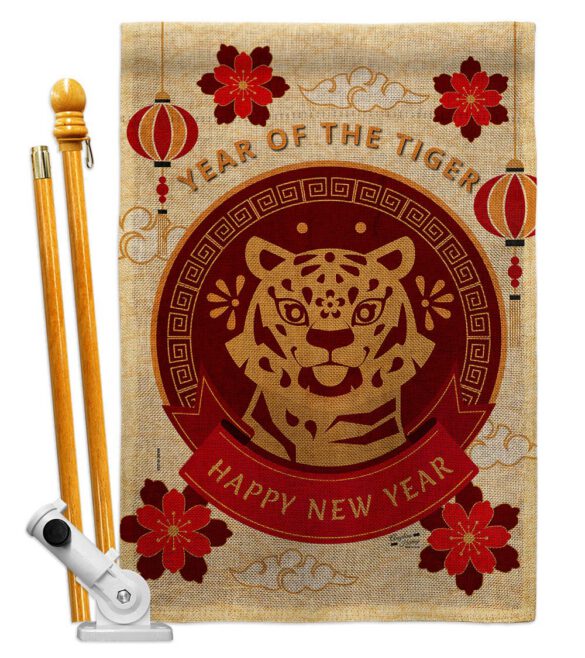 Happy Tiger Year - New Year Spring Vertical Impressions Decorative Flags HG130318 Made In USA - Image 26