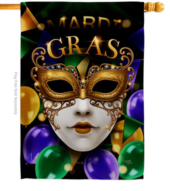 Fat Tuesday Carnival - Mardi Gras Spring Vertical Impressions Decorative Flags HG120008 Made In USA - Image 2