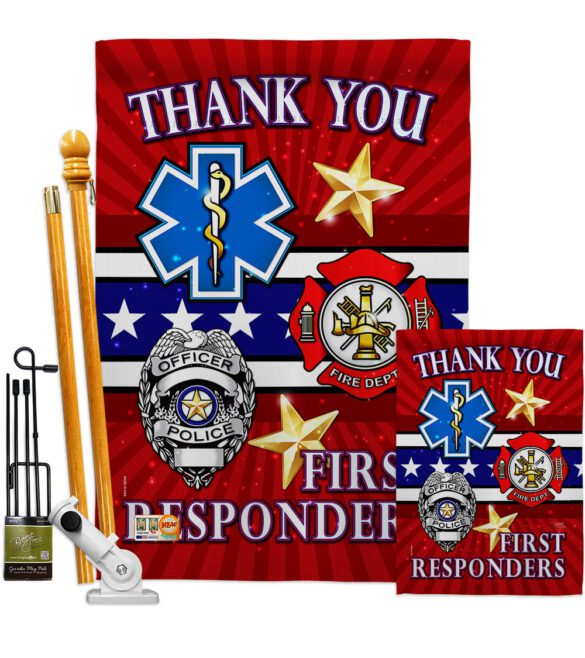 First Responders - Military Americana Vertical Impressions Decorative Flags HG108432 Made In USA - Image 6
