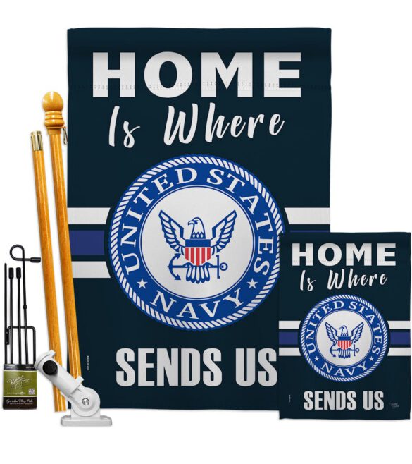 Home is Where Navy - Military Americana Vertical Impressions Decorative Flags HG108457 Made In USA - Image 6