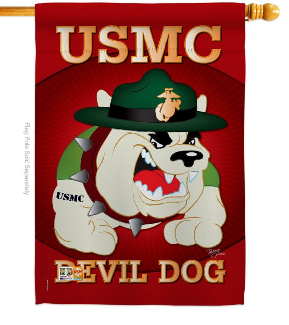Devil Dog - Military Americana Vertical Impressions Decorative Flags HG108052 - Image 2