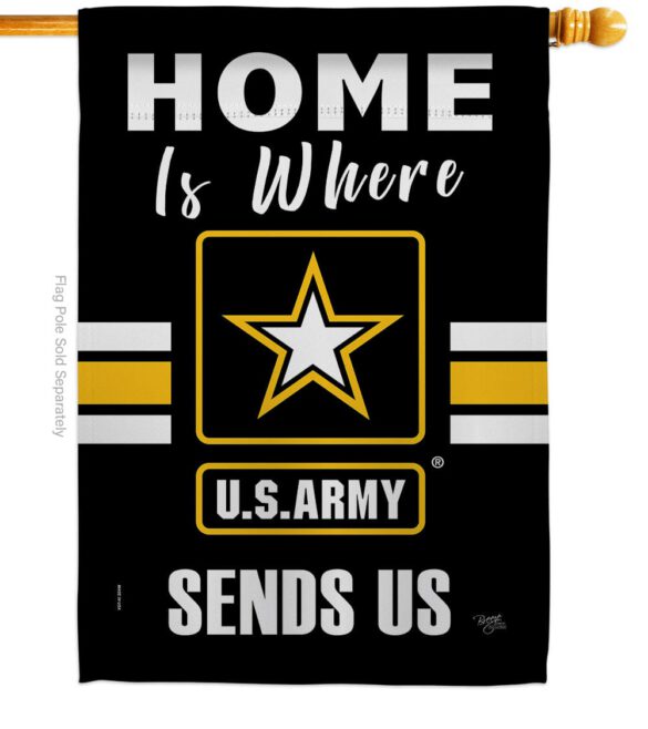 Home is Where US Army - Military Americana Vertical Impressions Decorative Flags HG108456 Made In USA - Image 2