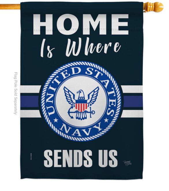 Home is Where Navy - Military Americana Vertical Impressions Decorative Flags HG108457 Made In USA - Image 2