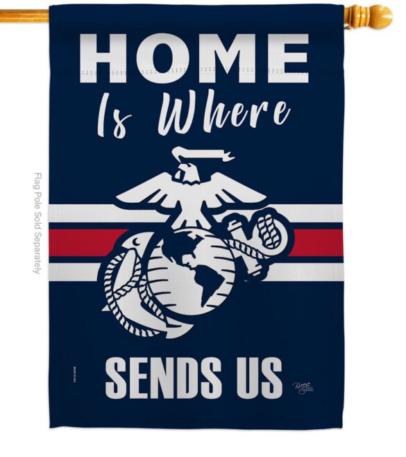 Home is Where Marine Corps - Military Americana Vertical Impressions Decorative Flags HG108458 Made In USA - Image 2