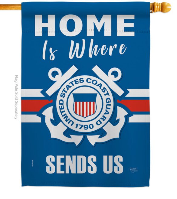 Home is Where Coast Guard - Military Americana Vertical Impressions Decorative Flags HG108459 Made In USA - Image 2