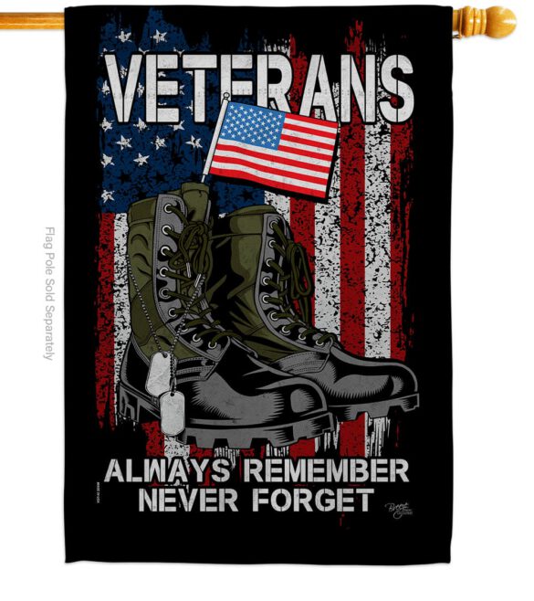 Always Remember - Military Americana Vertical Impressions Decorative Flags HG108485 Made In USA - Image 3