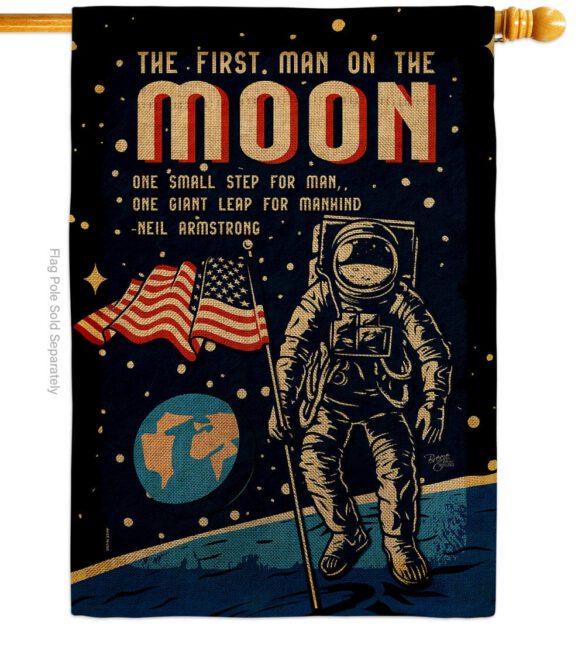 First Men On Moon - Military Americana Vertical Impressions Decorative Flags HG108624 Made In USA - Image 12