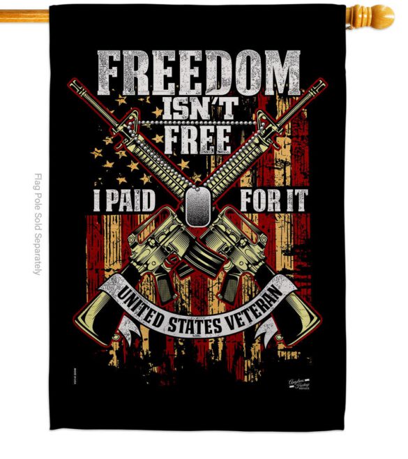Freedom Isn't Free - Military Americana Vertical Impressions Decorative Flags HG137574 Made In USA - Image 2