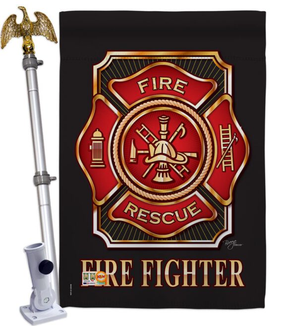 Fire Fighter - Military Americana Vertical Impressions Decorative Flags HG108063 Made In USA - Image 9