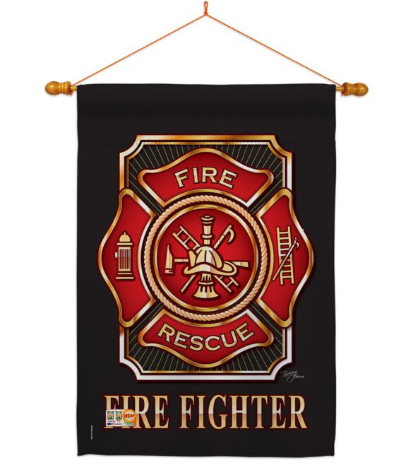 Fire Fighter - Military Americana Vertical Impressions Decorative Flags HG108063 Made In USA - Image 10