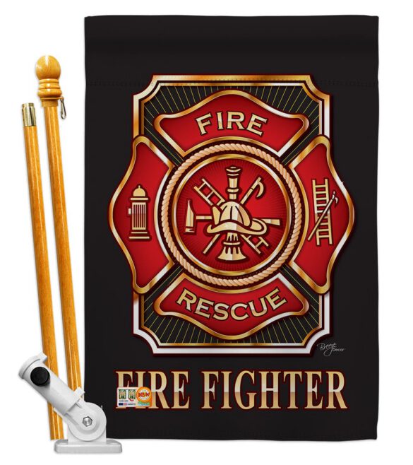 Fire Fighter - Military Americana Vertical Impressions Decorative Flags HG108063 Made In USA - Image 5