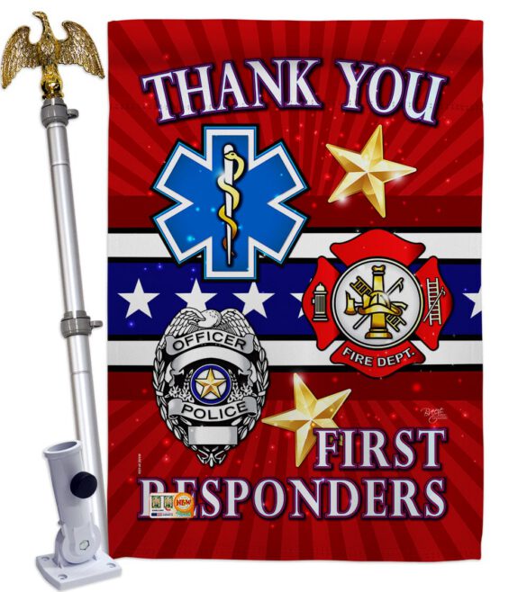 First Responders - Military Americana Vertical Impressions Decorative Flags HG108432 Made In USA - Image 9