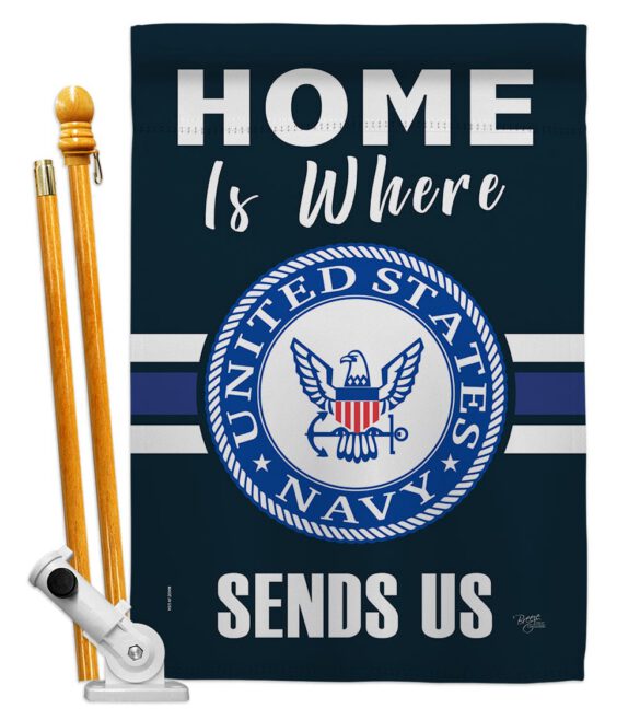 Home is Where Navy - Military Americana Vertical Impressions Decorative Flags HG108457 Made In USA - Image 5