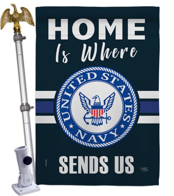 Home is Where Navy - Military Americana Vertical Impressions Decorative Flags HG108457 Made In USA - Image 9