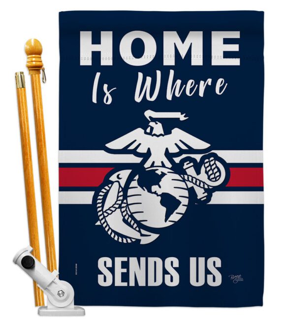 Home is Where Marine Corps - Military Americana Vertical Impressions Decorative Flags HG108458 Made In USA - Image 5