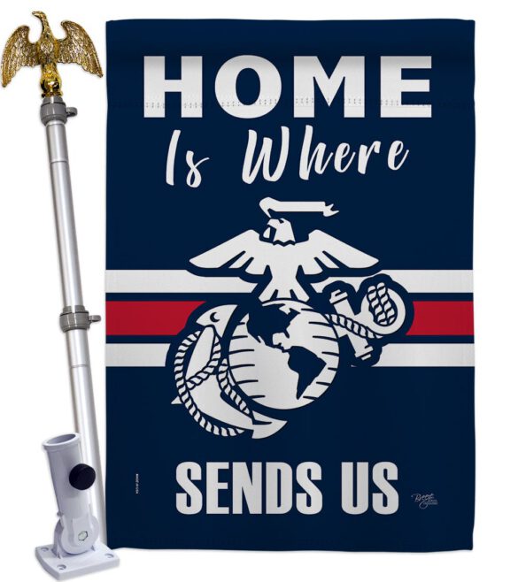 Home is Where Marine Corps - Military Americana Vertical Impressions Decorative Flags HG108458 Made In USA - Image 9