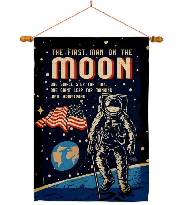 First Men On Moon - Military Americana Vertical Impressions Decorative Flags HG108624 Made In USA - Image 10