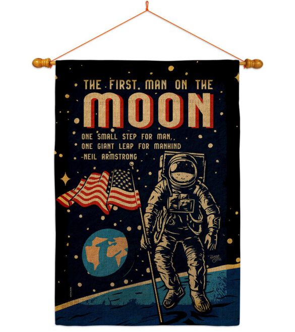 First Men On Moon - Military Americana Vertical Impressions Decorative Flags HG108624 Made In USA - Image 20