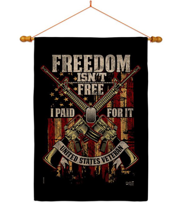 Freedom Isn't Free - Military Americana Vertical Impressions Decorative Flags HG137574 Made In USA - Image 24