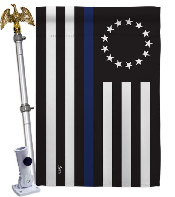 Betsy Ross Blue Line - Military Americana Vertical Impressions Decorative Flags HG140928 Made In USA - Image 11