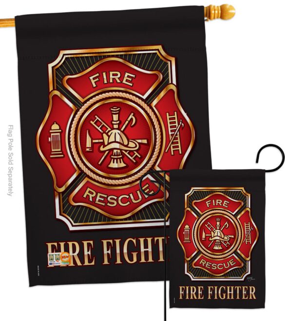 Fire Fighter - Military Americana Vertical Impressions Decorative Flags HG108063 Made In USA - Image 3