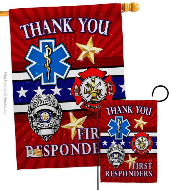 First Responders - Military Americana Vertical Impressions Decorative Flags HG108432 Made In USA - Image 3