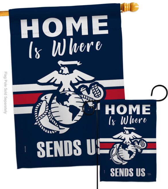 Home is Where Marine Corps - Military Americana Vertical Impressions Decorative Flags HG108458 Made In USA - Image 3