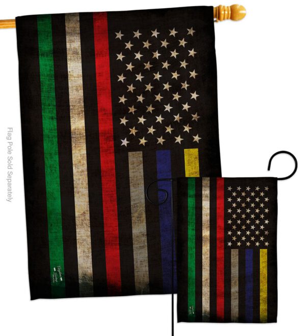 First Responders Line - Military Americana Vertical Impressions Decorative Flags HG137435 Made In USA - Image 3