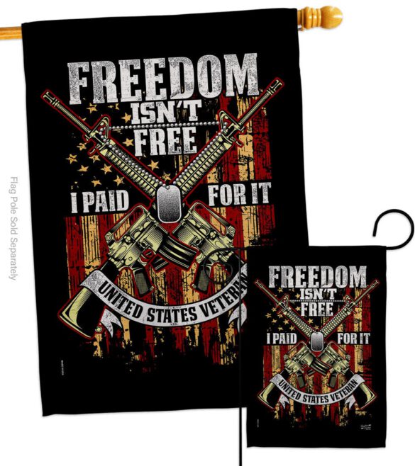 Freedom Isn't Free - Military Americana Vertical Impressions Decorative Flags HG137574 Made In USA - Image 3