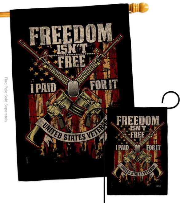Freedom Isn't Free - Military Americana Vertical Impressions Decorative Flags HG137574 Made In USA - Image 15
