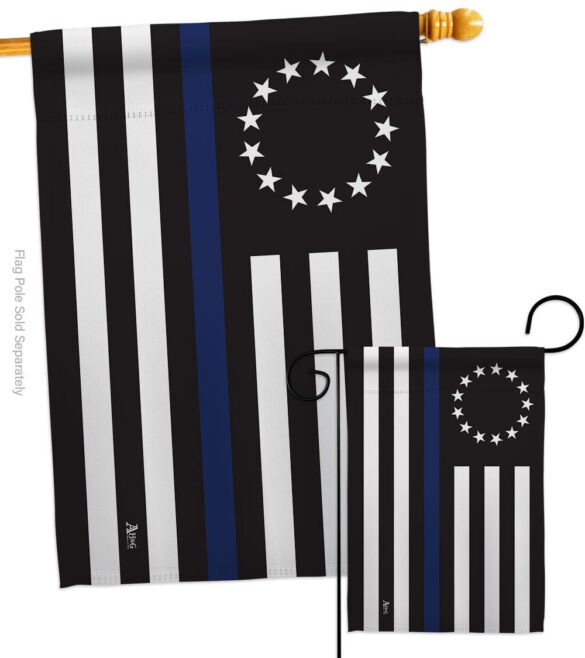 Betsy Ross Blue Line - Military Americana Vertical Impressions Decorative Flags HG140928 Made In USA - Image 3